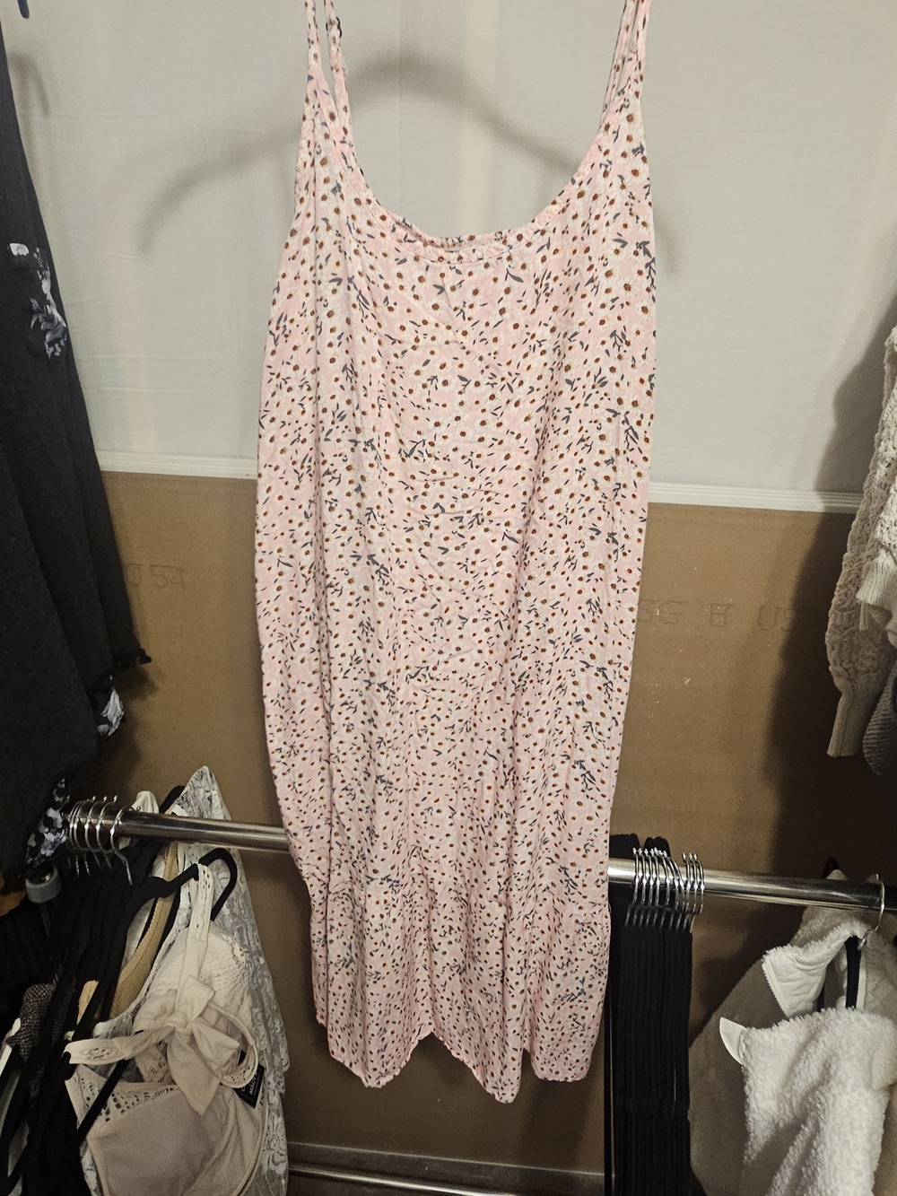 Light Pink Floral Slip Midi Dress